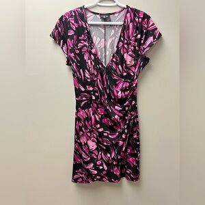 NWD Pink &‎ Black Floral Midi Dress